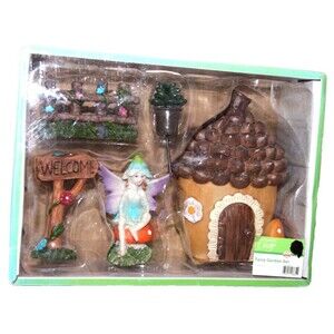 Outdoors By Design Fairy Garden 5 Piece Set Acorn House Mushroom Welcome Sign
